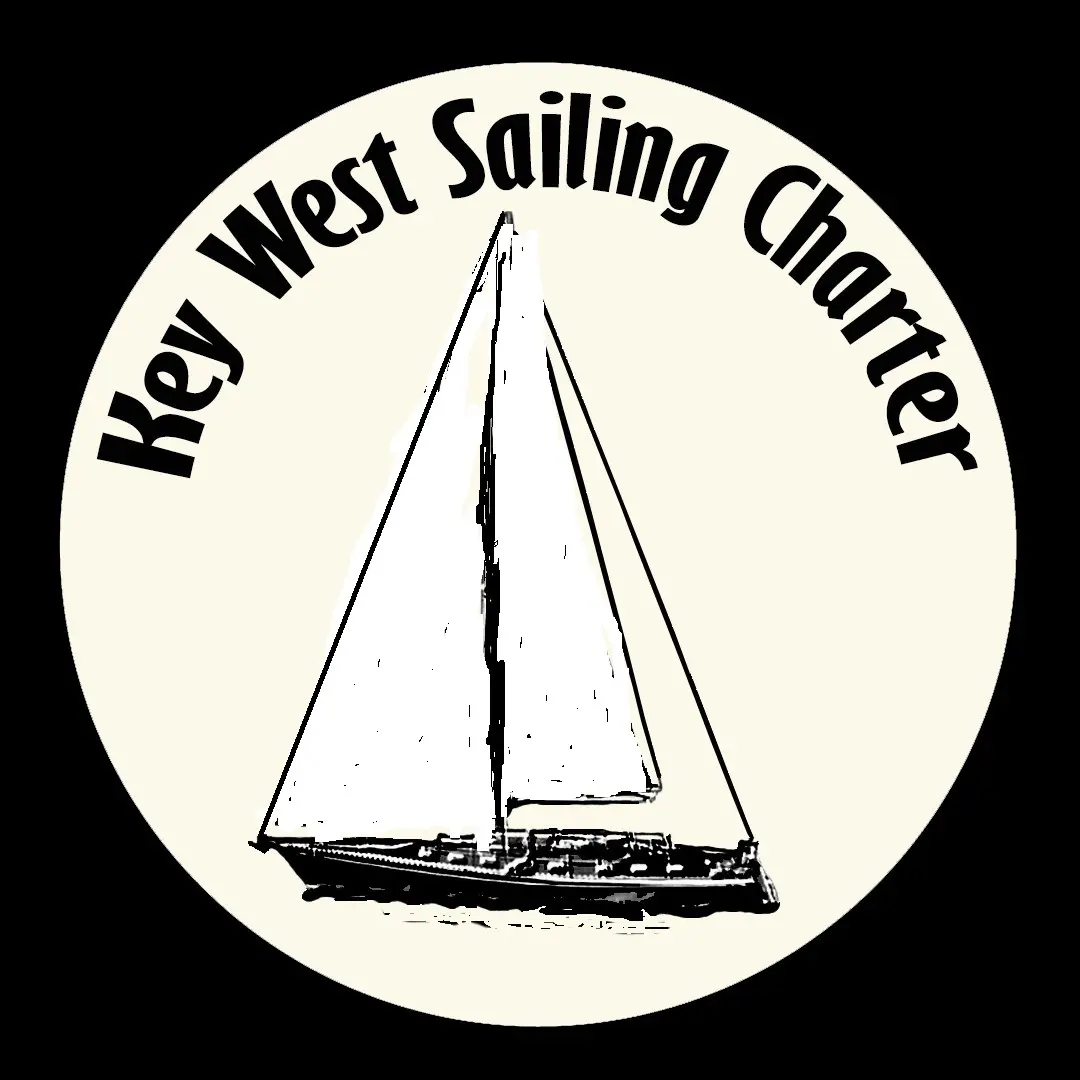 A white and black logo of a sailboat.