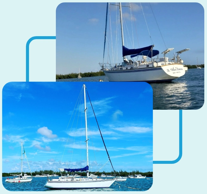 Two pictures of a boat in the water.